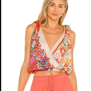 “Tied to You” tank in fiesta color by Free People. Like new. XS